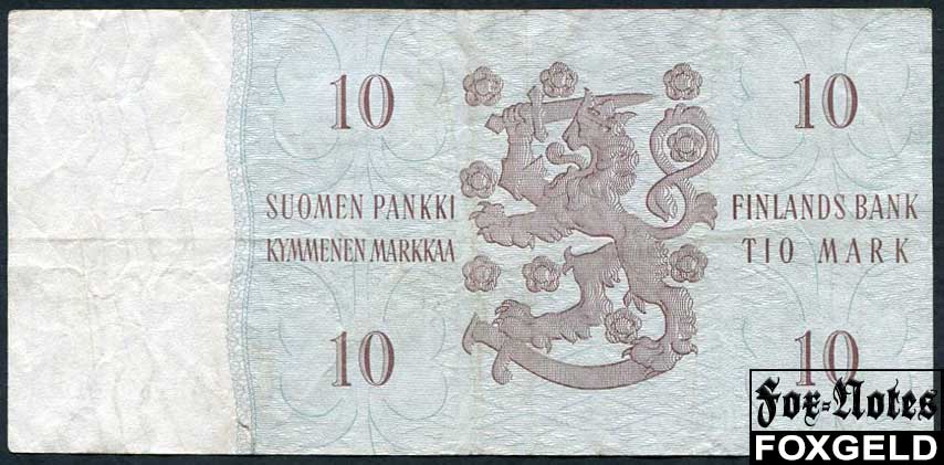 Финляндия 10 марок 1963 Litt. A Kullberg Nars