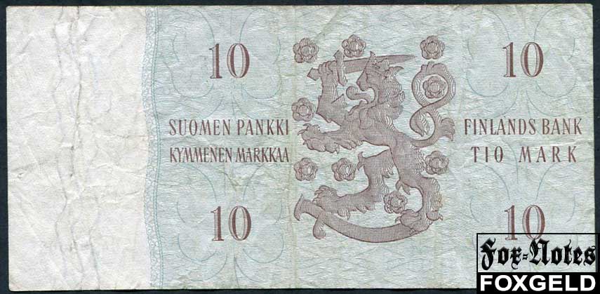 Финляндия 10 марок 1963 Litt. A = Karjalainen Punt