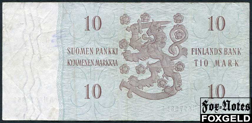 Финляндия 10 марок 1963 Litt. A = Karjalainen Koivokko