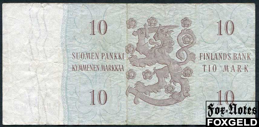 Финляндия 10 марок 1963 Litt. A - Holkeri, Lindblom.