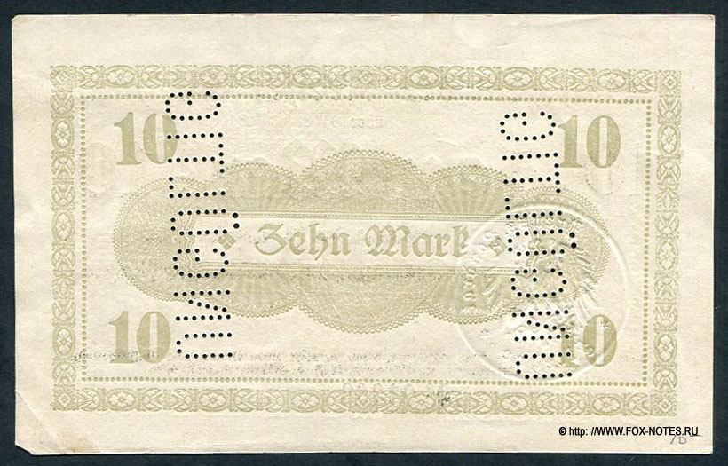 Gutschein der Kreises Filehne 10 Zehn Mark. 11. November 1918.