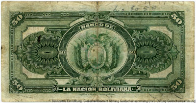 EL BANCO NACION BOLIVIANA CINCUENTA BOLIVIANOS EN MONEDA CORRIENTE  11 DE MAYO DE 1911.