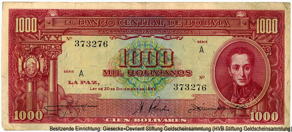 Боливия 1000 боливиано 1945
