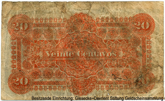 República Argentina. Banco Nacional Argentina. 20 centavos 1884.