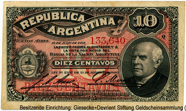 República Argentina. Banco Nacional Argentina. 20 centavos 19 DE JULIO DE 1895.