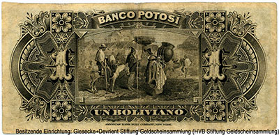Banco Potosi 1 boliviano Enero 1º de 1887