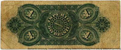 Imp&eacute;rio do Brasil vo Tesouro Nacional 1 Mil Reis 1885 6a ESTAMPA