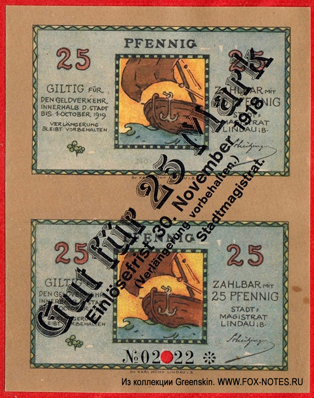 Stadt Lindau 25 Mark 1918