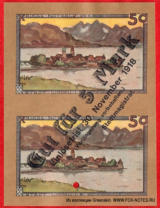 Stadt Lindau 5 Mark 1918