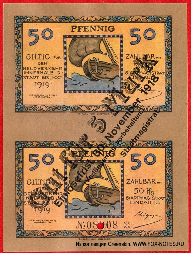 Stadt Lindau 5 Mark 1918