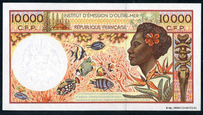 Institut d'&eacute;mission d'Outre-Mer 10000 rancs C.F.P.1985