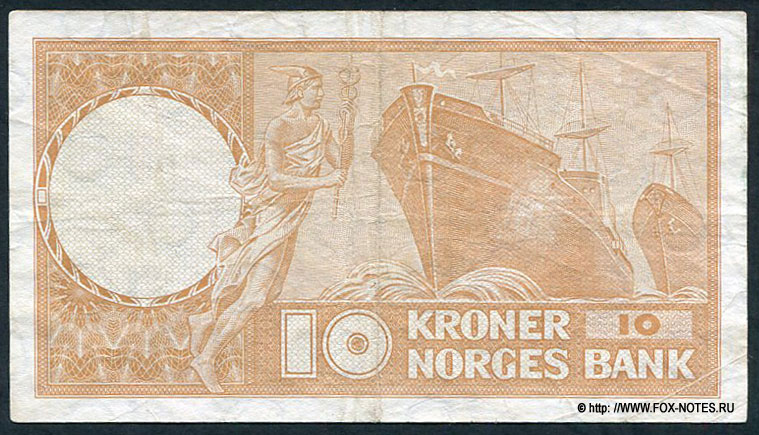 Norges Bank 10 Kroner 1965 Seddelutgave IV
