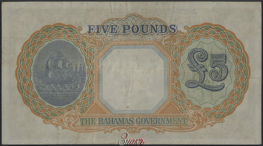 Содружество Багамских Островов. Правительство. 5 фунтов 1936 г. Серия А1. D.G.Stewart.