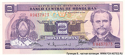 BANCO CENTRAL DE HONDURAS 2  lempiras 1976