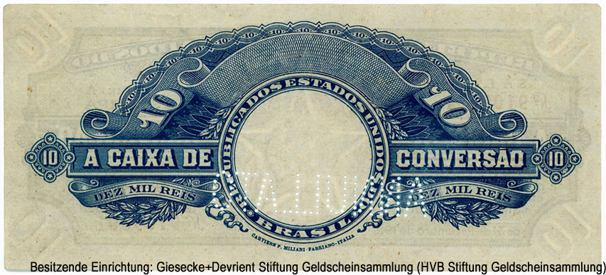 Brasil Caixa de Conversão 10000 Reis 31.10.1910