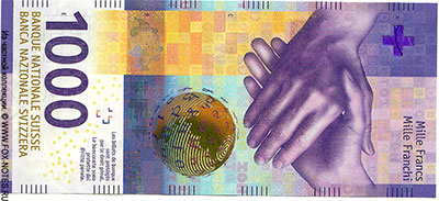 Schweizerische Nationalbank - Banque nationale suisse - Banca nazionale svizzera 1000 Franken 2017