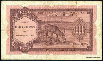 Conseil Monetaire de la Republique du Congo 1000 francs 1962