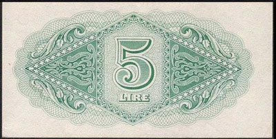 Military Authority in Tripolitania 5 Lire 1943