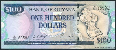Bank of Guyana. Note 100 Dollars. 1999.