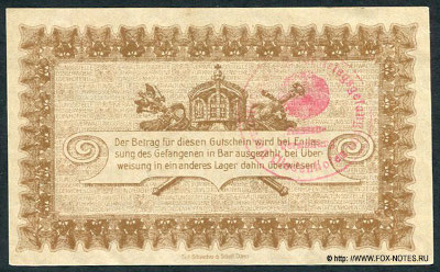 Vervaltungsstelle f&uuml;r Kriegsgefangene Diedenhofen Gutschein 5 Mark