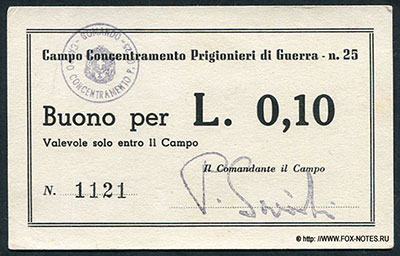 Campo Concentramento Prigionieri di Guerra - n. 25 / L. 0,10