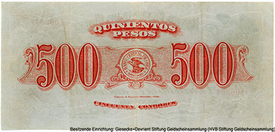 Banco Central de Chile. Billete Provisional 500 PESOS 50 CONDORES 29-1-1929.