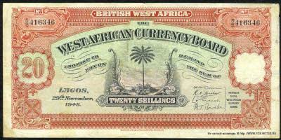 British West Africa. West African Currency Board. Note 2 Shillings. 29th NOVEMBER, 1948. 