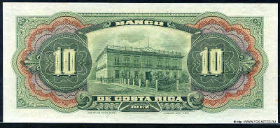 Banco De Costa Rica 10 Colones 1908