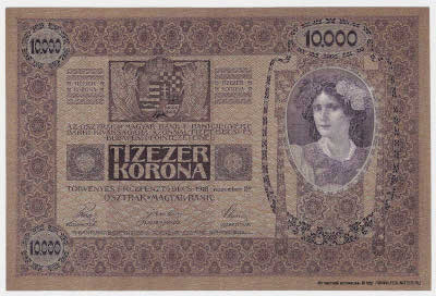 Oesterreichisch-ungarische Bank. Banknote. 10000 Kronen 1918.