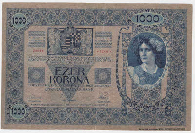 Oesterreichisch-ungarische Bank. Banknote. 1000 Kronen 1920.