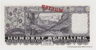 Oesterreichische Nationalbank. Banknote. 100 Schilling 1936.