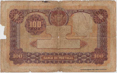 &nbsp;BANCO DE PORTUGAL 100 mil reis 1908