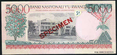 BANQUE NATIONALE DU RWANDA 5000 francs 1989