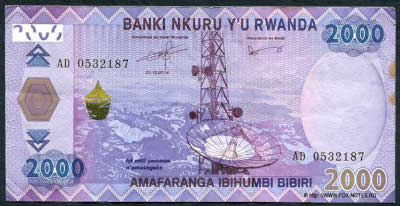 Banki Nasiyonali y�u Rwanda amafaranga 2000 / francs 2014
