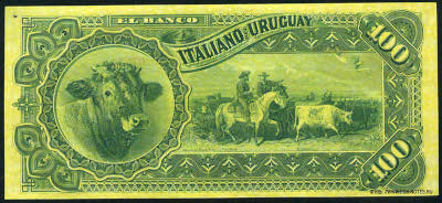 Banco Italiano del Urugvay 100 pesos 1887