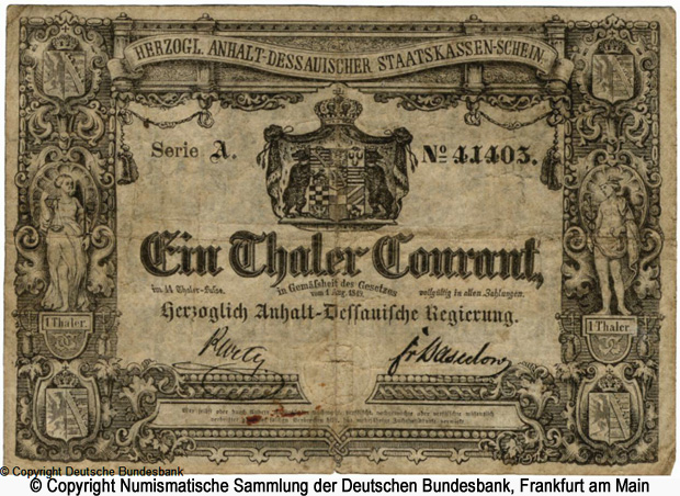 Herzoglich Anhalt-Dessauische Regierung 1 Thaler 1849