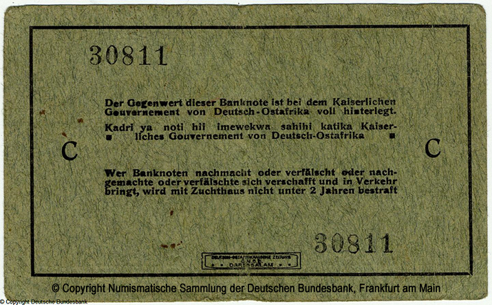 Interims-Banknote. 5 Rupien. 15. August 1915