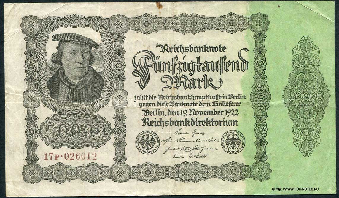   50000  1922 Ro.79d ( P (J.S. Preuss, Berlin))