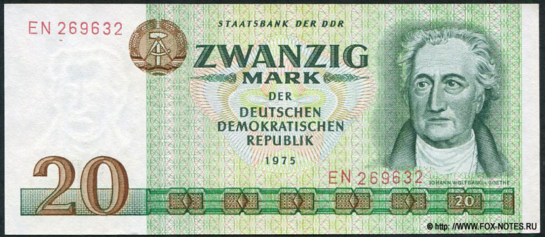 Staats Bank der DDR 20 Mark 1975