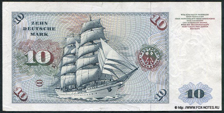 Deutsche Bundesbank Banknote Serie BBK I (Gemäldeserie) - 10 deutsche mark 1977