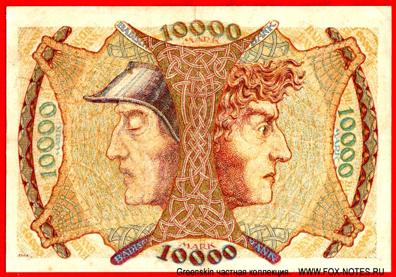 Badische Bank. Banknote. 10000 Mark. 1. April 1923.