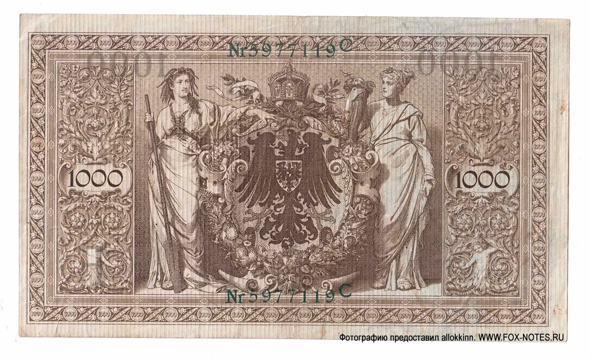Reichsbank. Reichsbanknote. 1000 Mark. 21. April 1910.