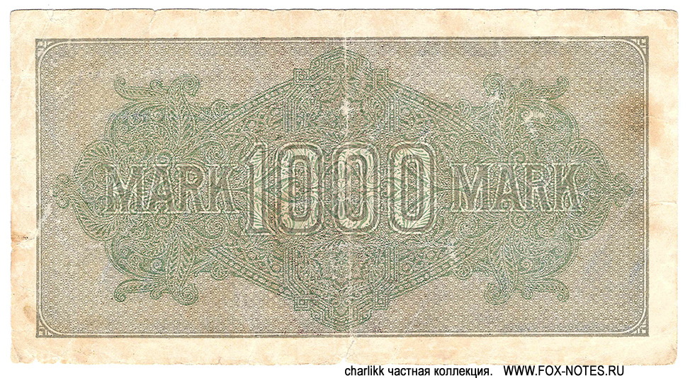 Reichsbank. Reichsbanknote. 1000 Mark. 15. September 1922
