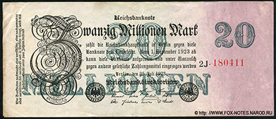 Reichsbanknote. 20000000 Mark. 1923.  