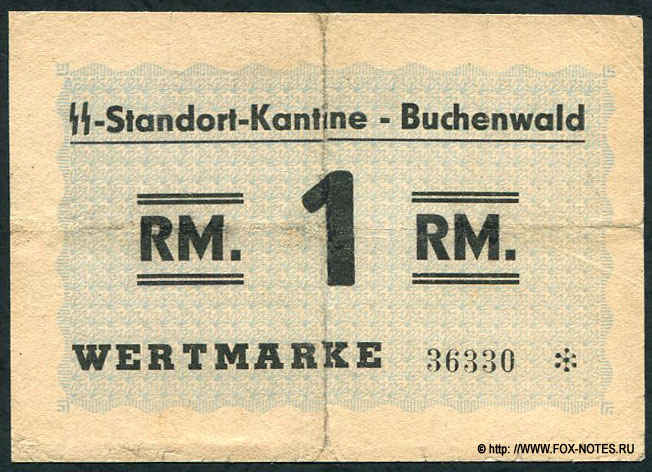 Konzentrationslager Buchenwald SS-Standort-Kantine Buchenwald Wertmarke 1 RM.