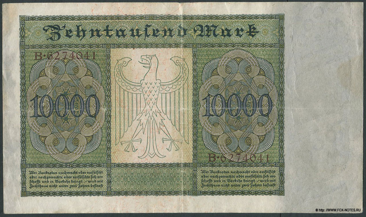 Reichsbanknote. 10000 Mark. 19. Januar 1922. (  10000  1922  1)