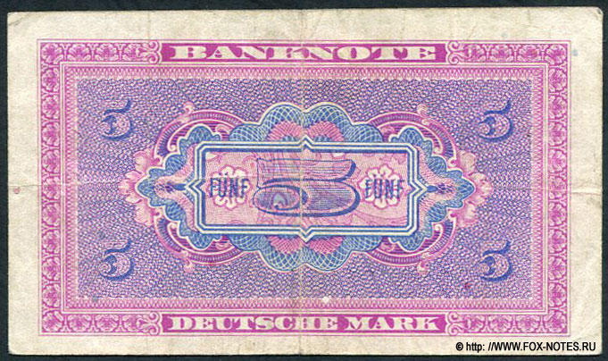 Bank Deutscher Länder Banknote 5 Deutsche Mark 1948
