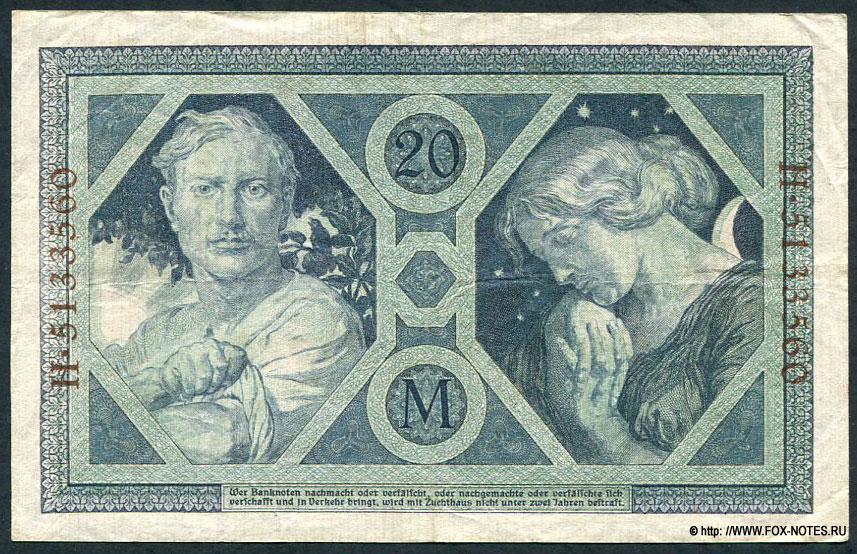 Reichsbanknote. 20 Mark. 4. November 1915.