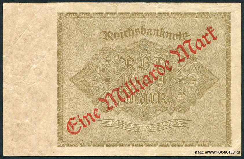 Reichsbank. Reichsbanknote. 1 Milliarde Mark. 1. September 1923. (  1   1923)