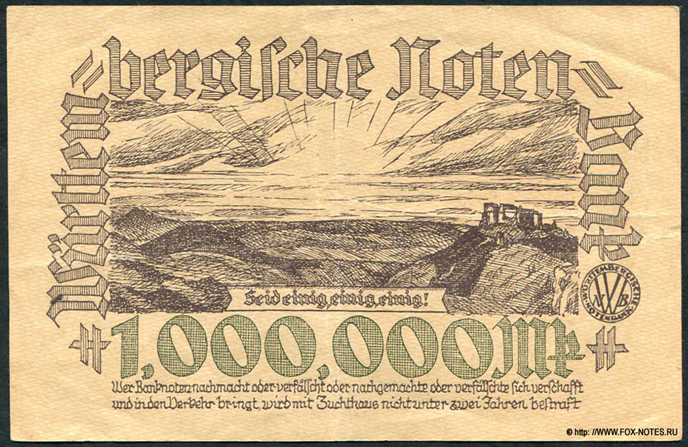 Württembergische Notenbank 1 Million Mark 1923